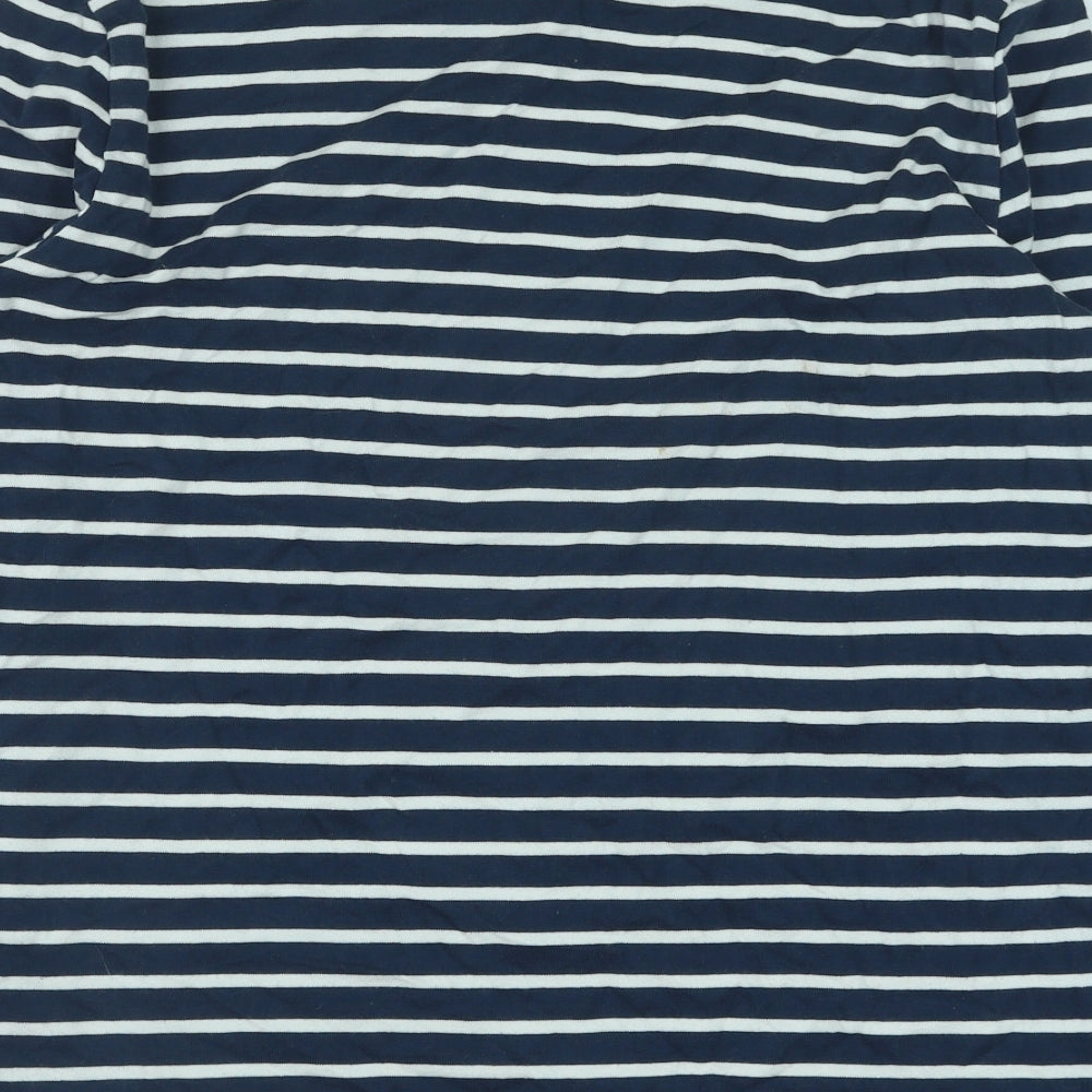 ONLY & SONS Womens Blue Striped Cotton Basic T-Shirt Size M Round Neck