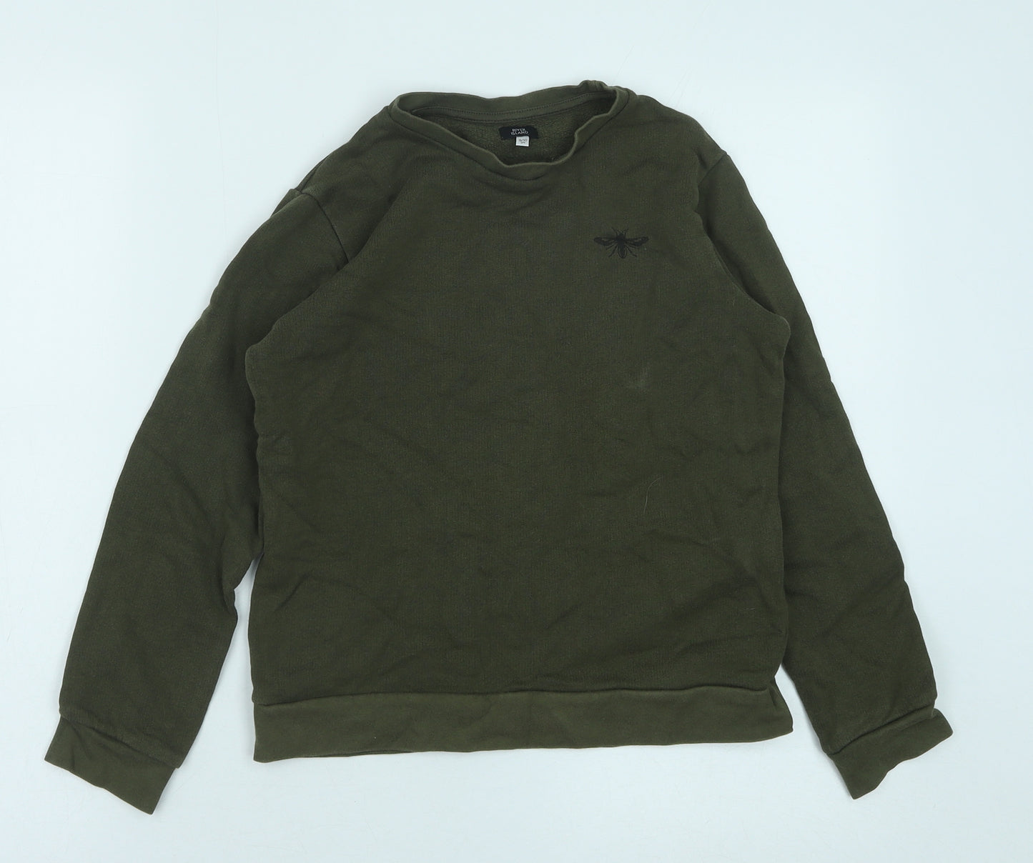 River Island Boys Green Cotton Pullover Sweatshirt Size 9-10 Years Pullover