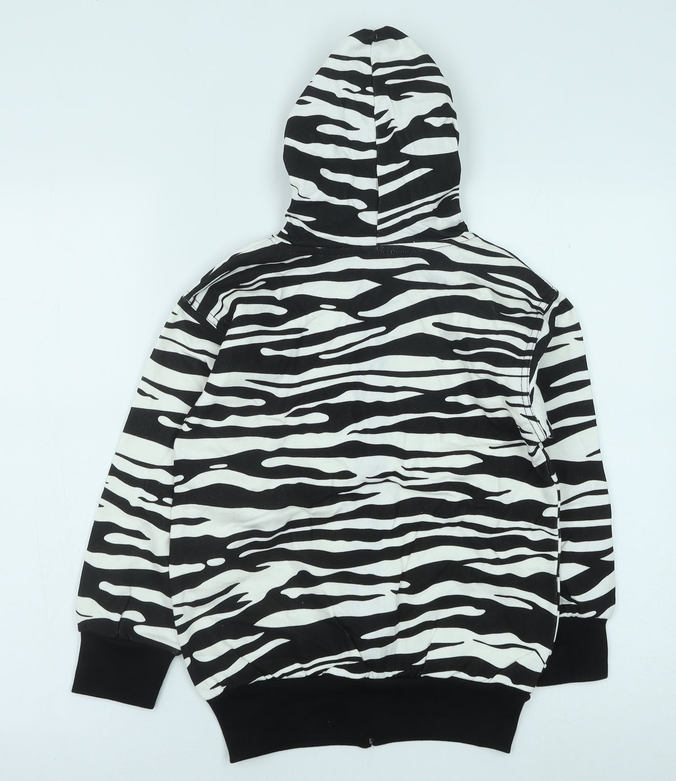 Bubble Girls White Animal Print Cotton Full Zip Hoodie Size 8 Years Zip - Zebra print