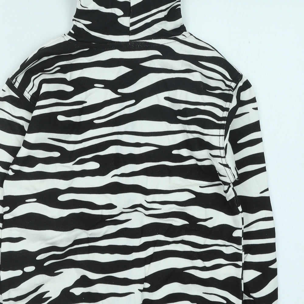 Bubble Girls White Animal Print Cotton Full Zip Hoodie Size 8 Years Zip - Zebra print