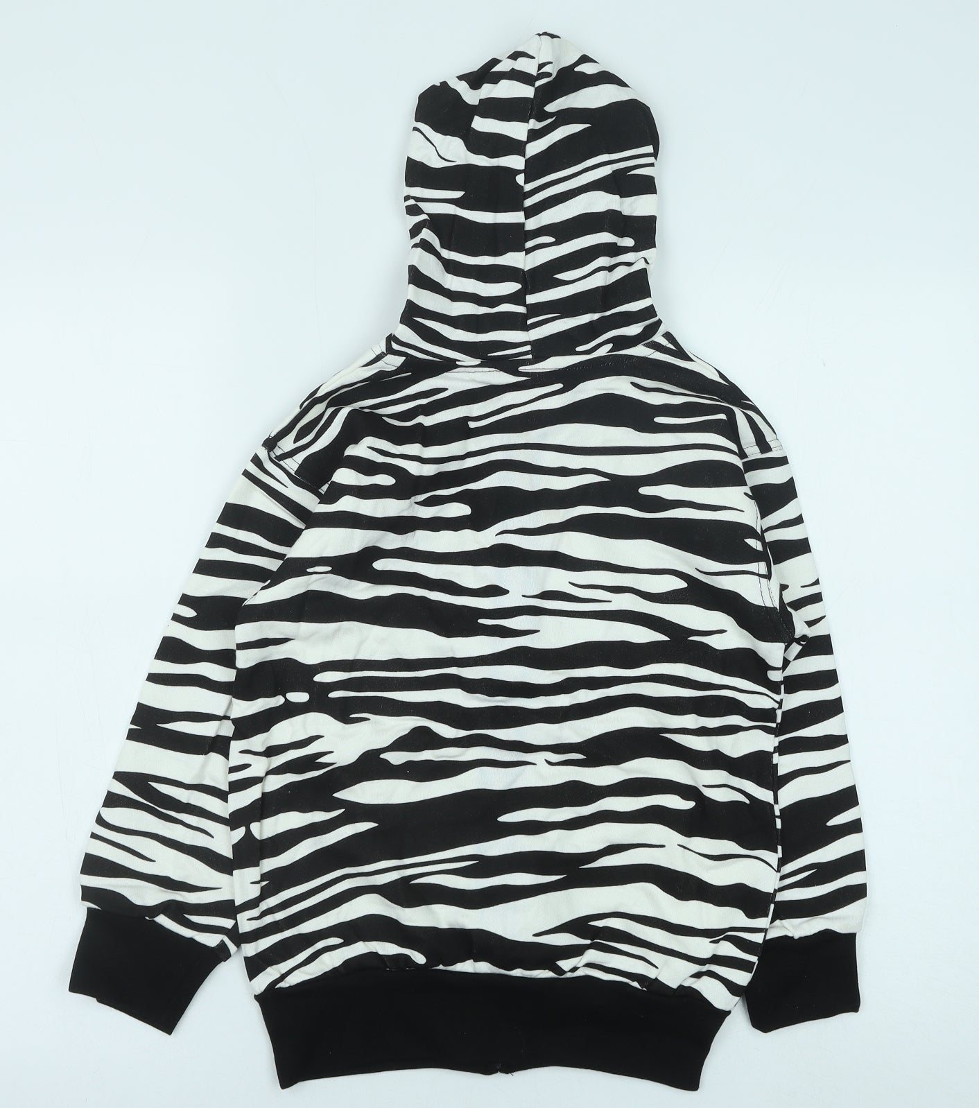 Bubble Girls White Animal Print Cotton Full Zip Hoodie Size 8 Years Zip - Zebra print