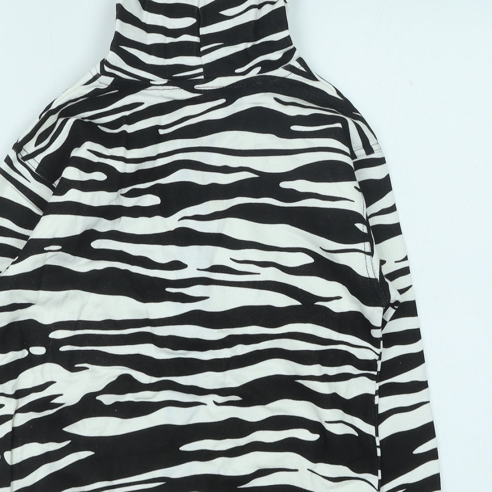 Bubble Girls White Animal Print Cotton Full Zip Hoodie Size 8 Years Zip - Zebra print