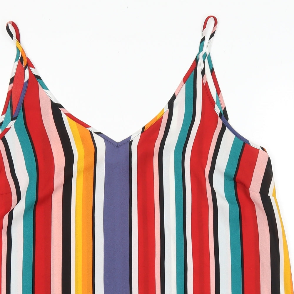 Papaya Womens Multicoloured Striped Polyester Basic Tank Size 14 V-Neck