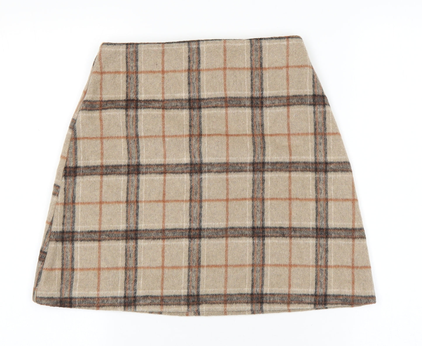Primark Womens Brown Geometric Polyester A-Line Skirt Size 6 Zip