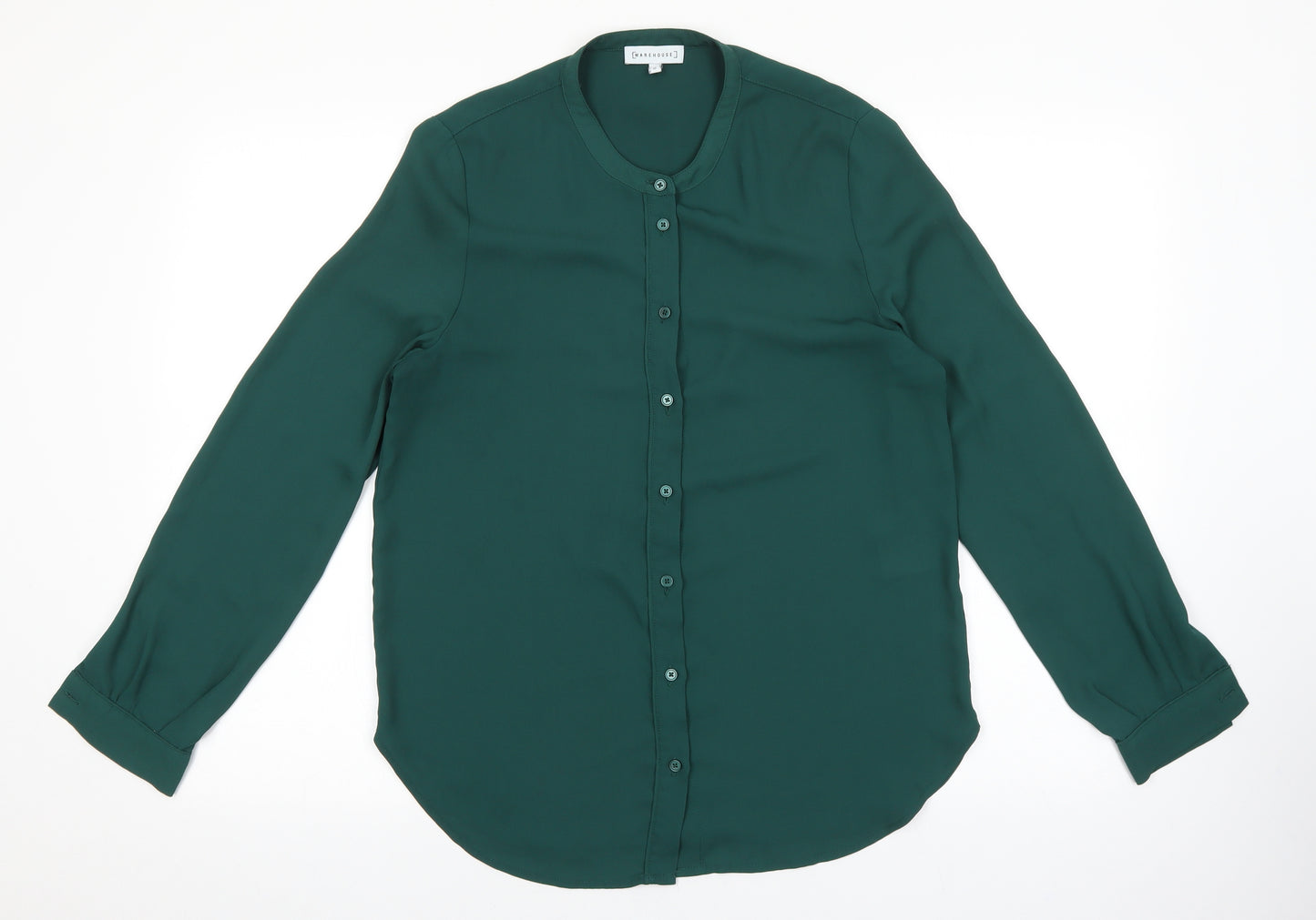 Eastex Womens Green Polyester Basic Button-Up Size 10 Round Neck