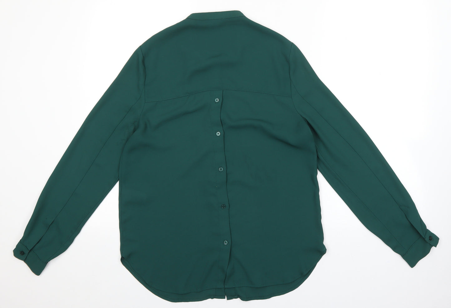 Eastex Womens Green Polyester Basic Button-Up Size 10 Round Neck