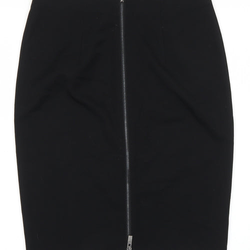 Marks and Spencer Womens Black Polyester Straight & Pencil Skirt Size 30 Zip