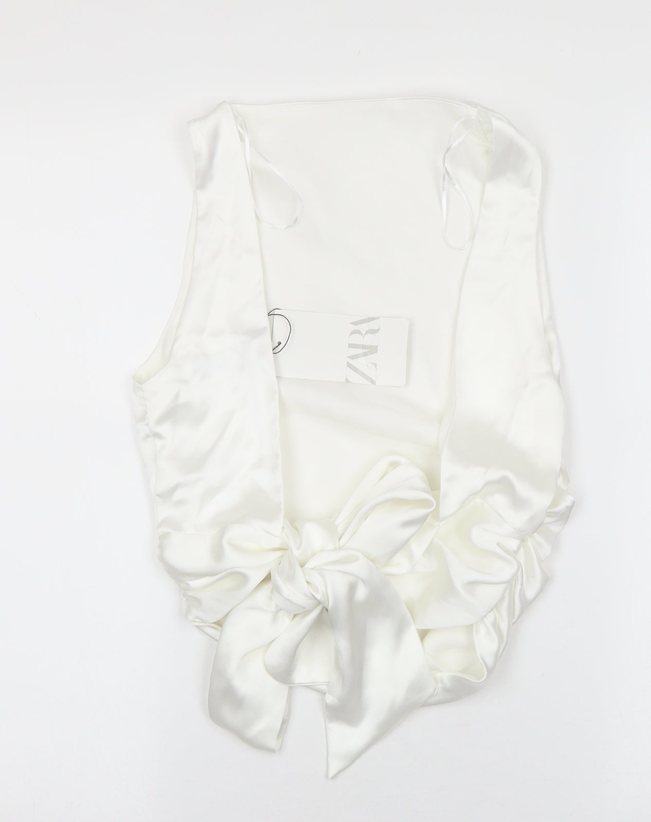 Zara Womens White Polyester Basic Blouse Size S V-Neck