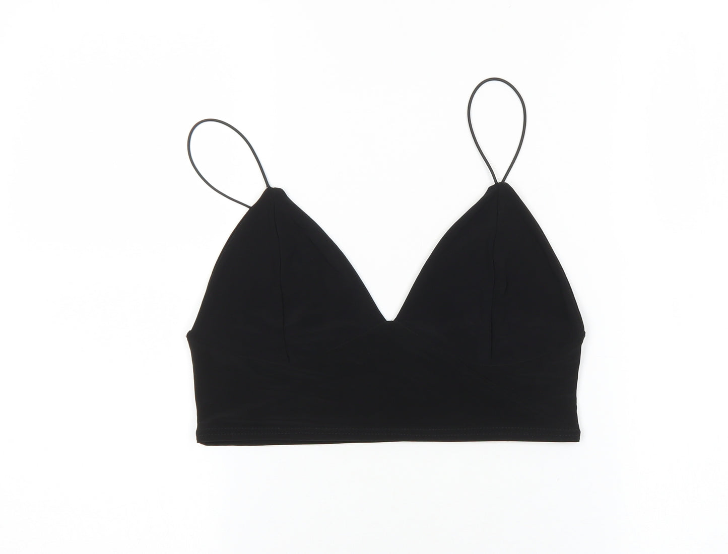 PRETTYLITTLETHING Womens Black Nylon Cropped Tank Size 12 V-Neck