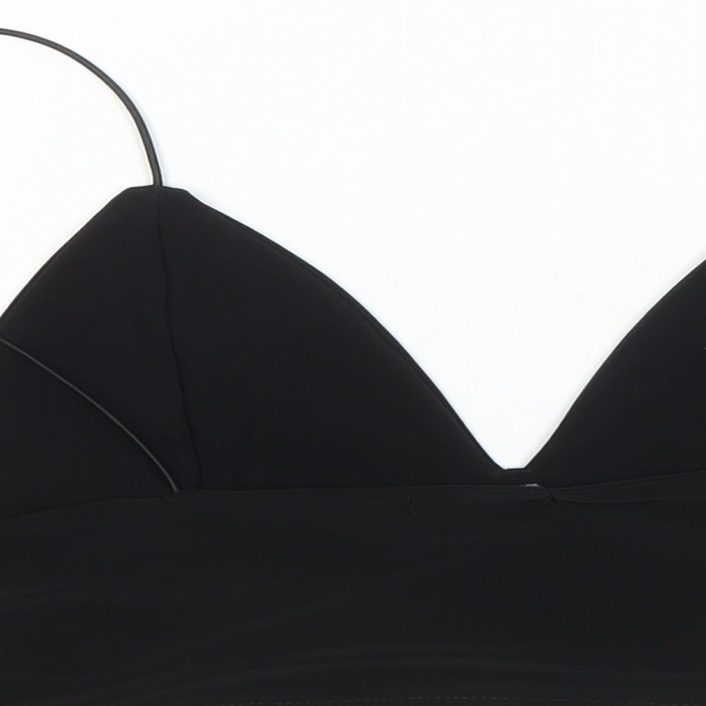 PRETTYLITTLETHING Womens Black Nylon Cropped Tank Size 12 V-Neck