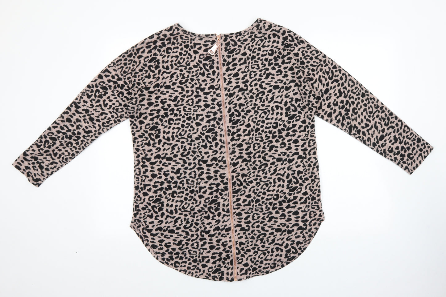 Quiz Womens Pink Animal Print Cotton Basic T-Shirt Size M Round Neck - Leopard Print