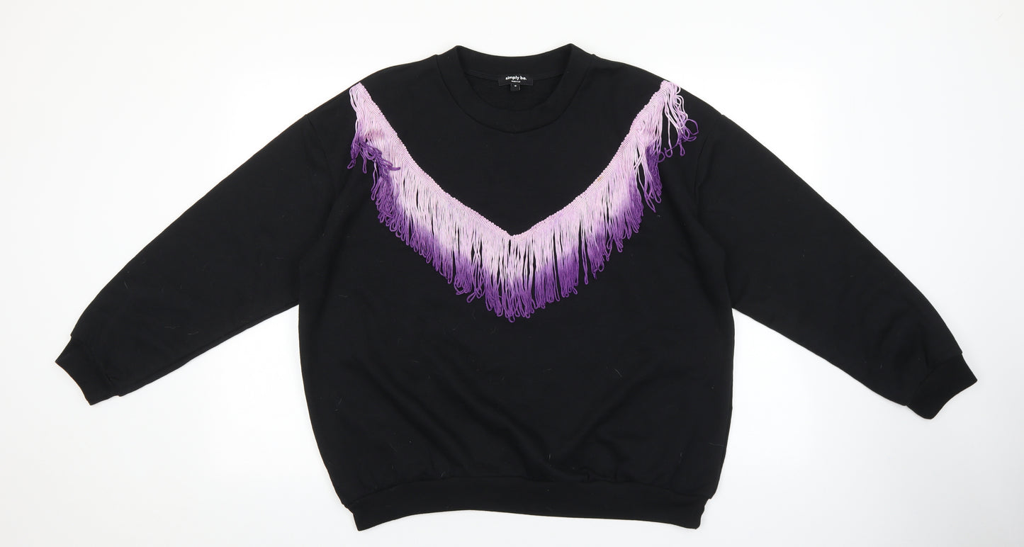Simply Be Womens Black Cotton Pullover Sweatshirt Size 18 Pullover