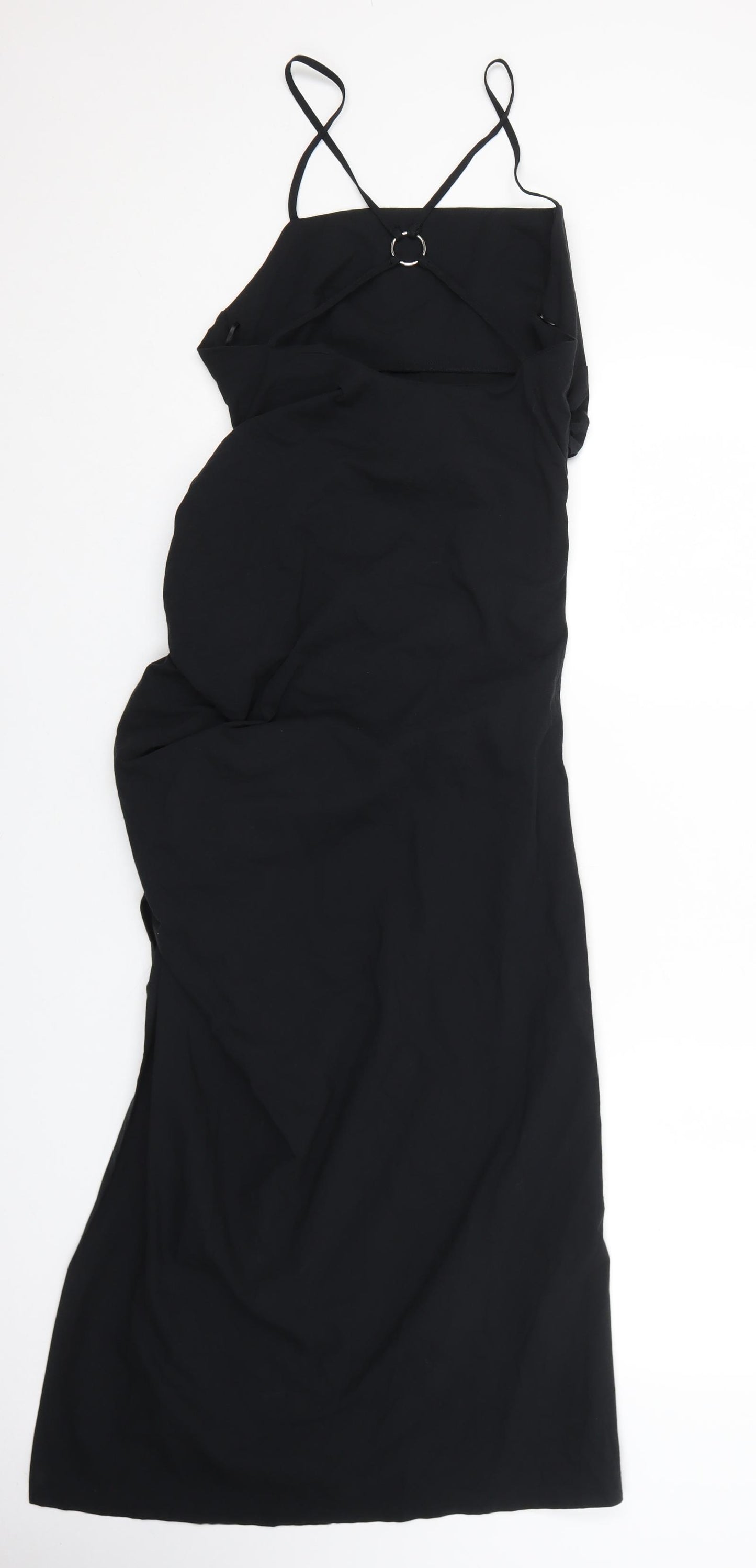 Zara Womens Black Cotton Pencil Dress Size S Square Neck Zip