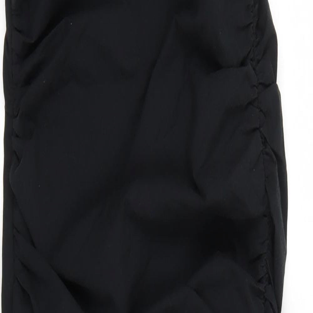 Zara Womens Black Cotton Pencil Dress Size S Square Neck Zip