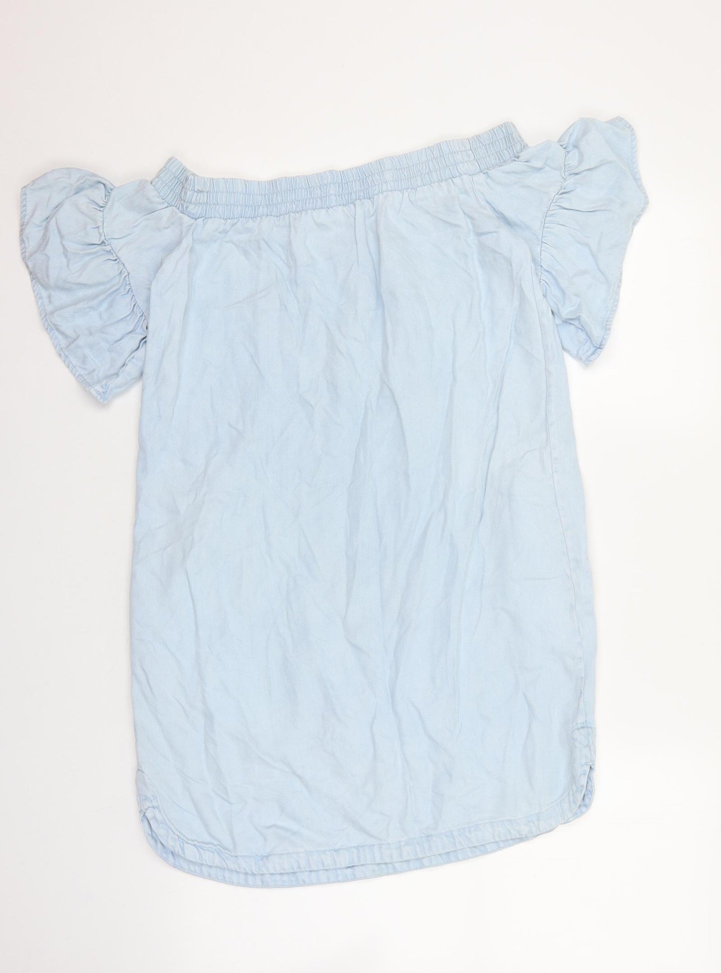 AllSaints Womens Blue Lyocell Shift Size S Off the Shoulder Pullover