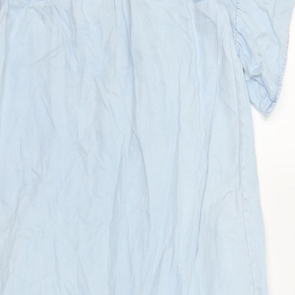 AllSaints Womens Blue Lyocell Shift Size S Off the Shoulder Pullover