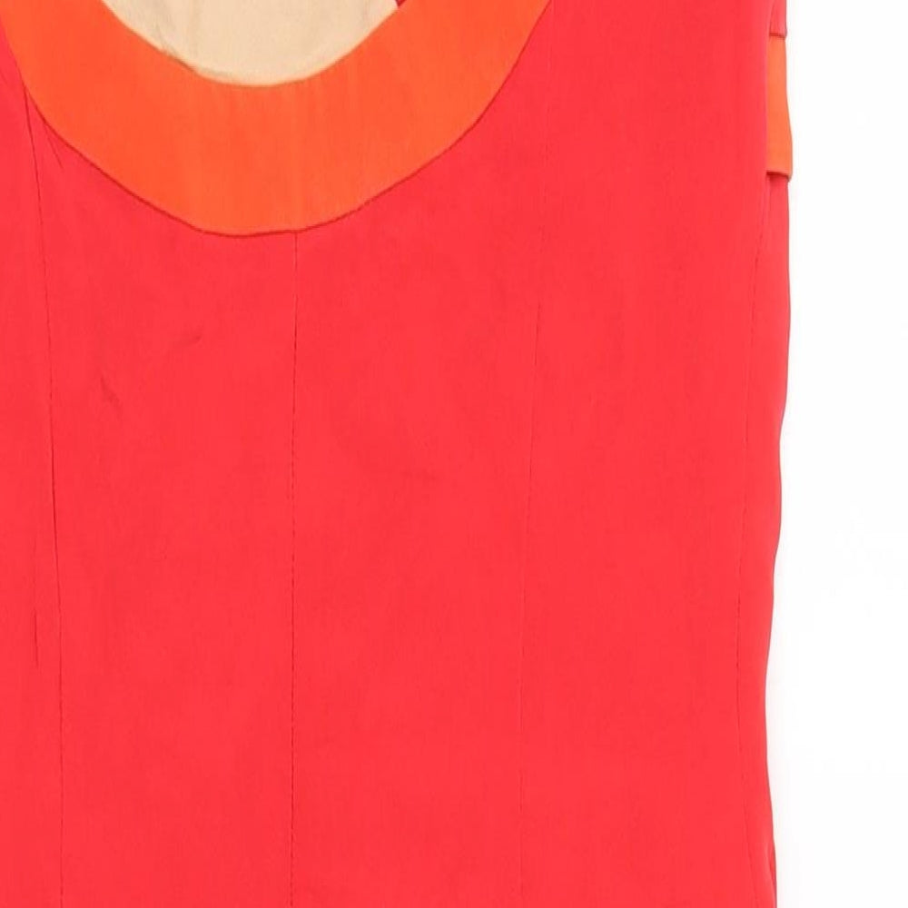 Wayne Womens Pink Silk Pencil Dress Size 2 Square Neck Zip