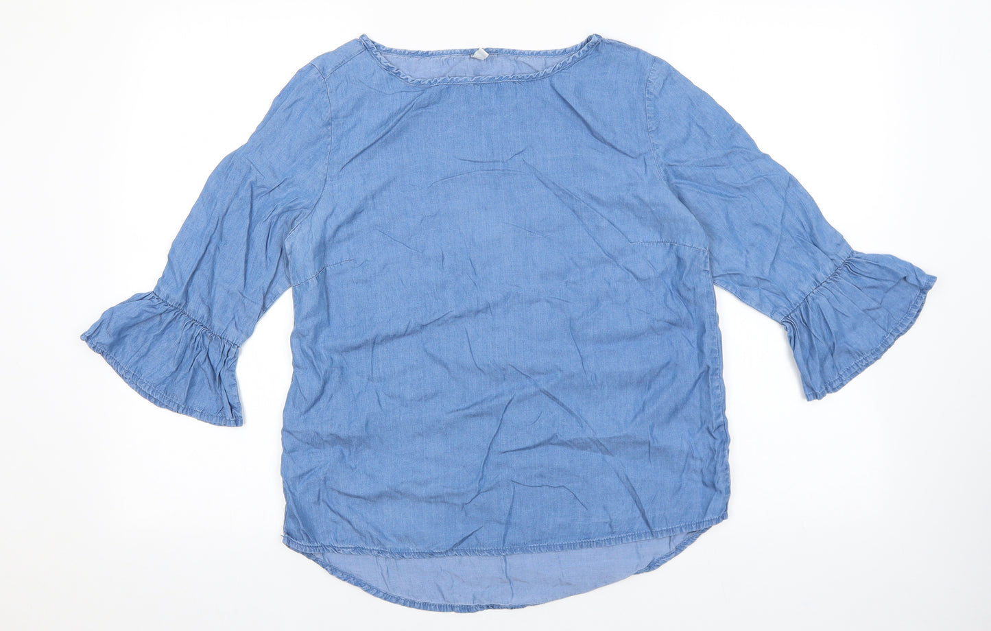 HEMA Womens Blue Lyocell Basic Blouse Size S Boat Neck