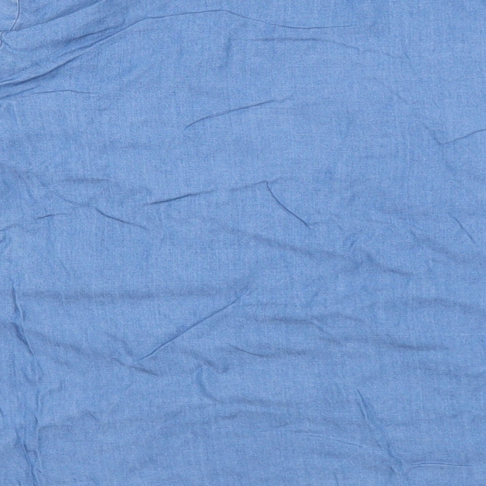 HEMA Womens Blue Lyocell Basic Blouse Size S Boat Neck