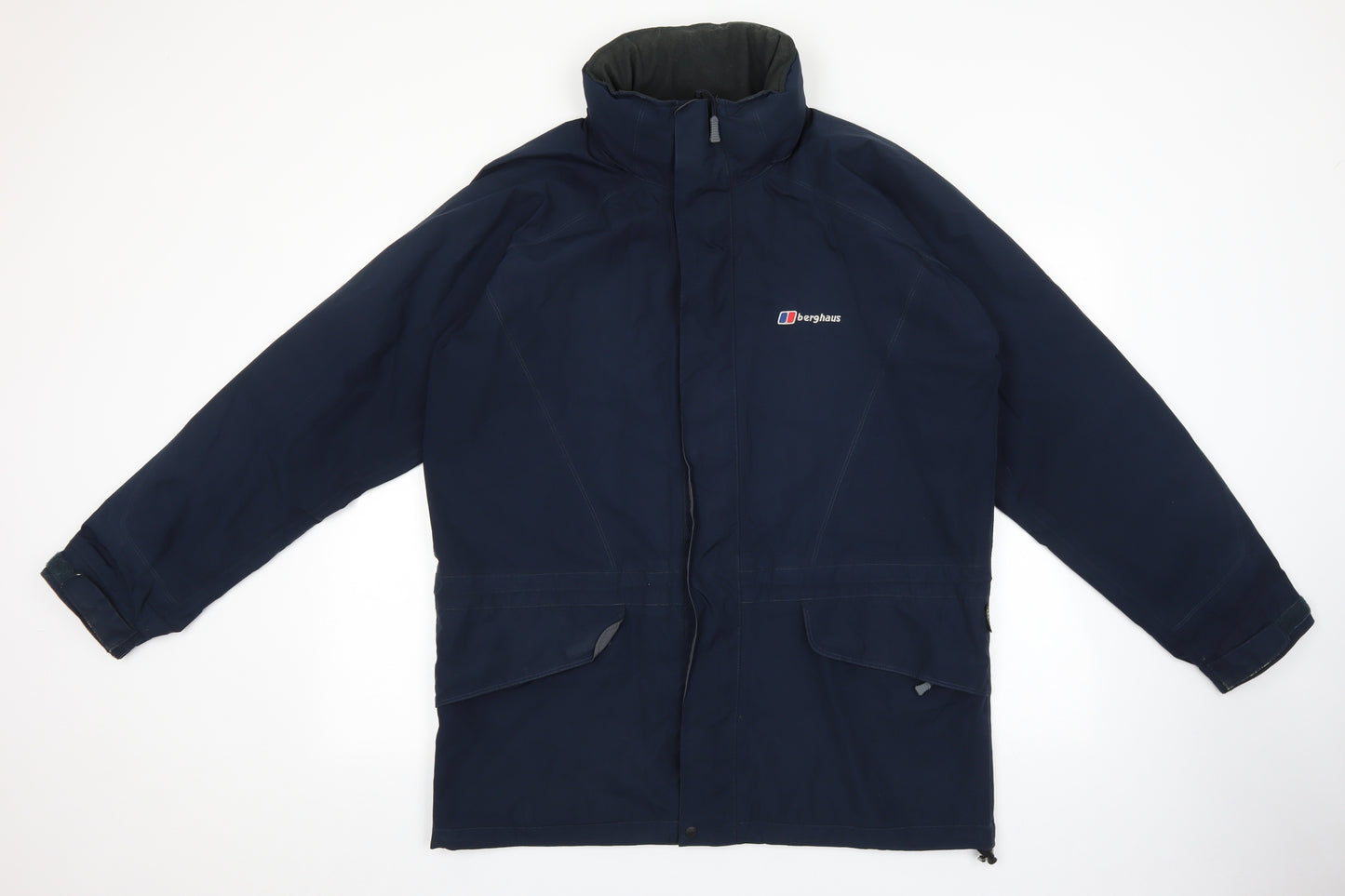 Berghaus Mens Blue Rain Coat Coat Size L Snap
