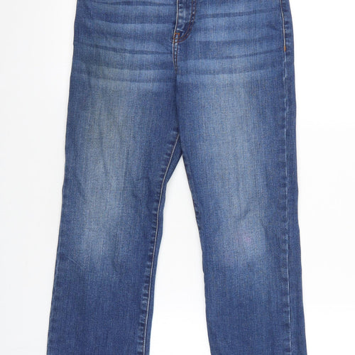 Topshop Womens Blue Cotton Straight Jeans Size 28 L30 in Regular Zip
