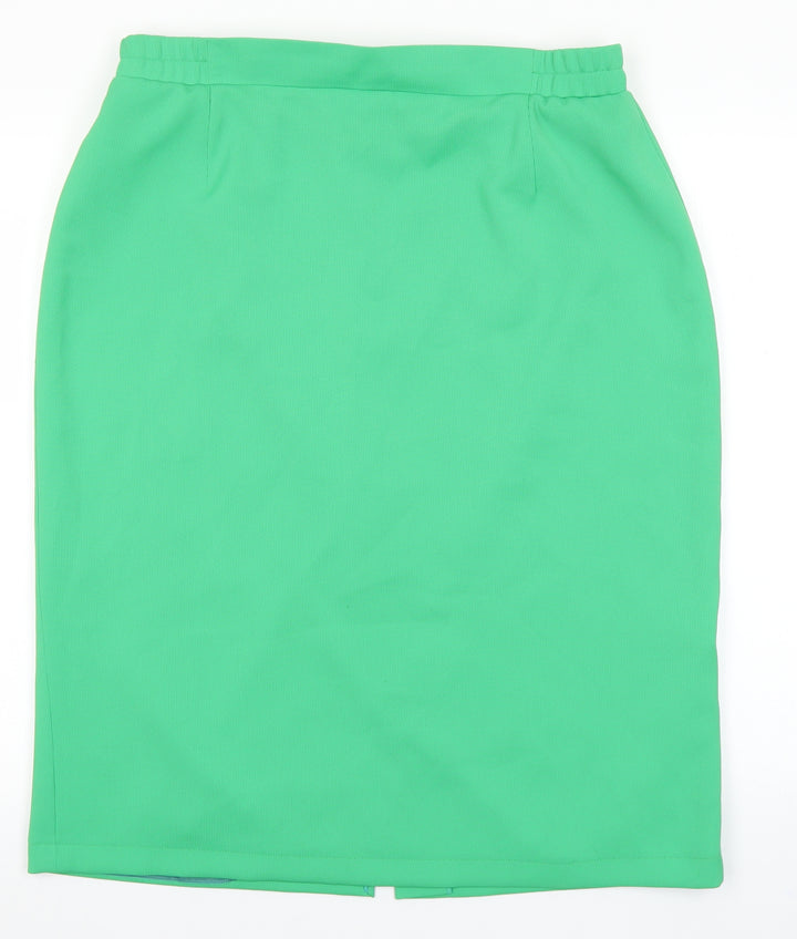 Preworn Womens Green Polyester Bandage Skirt Size 46 in Zip