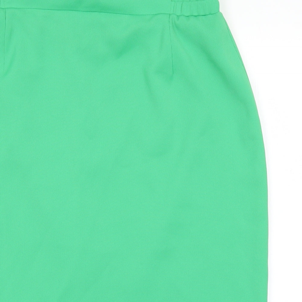 Preworn Womens Green Polyester Bandage Skirt Size 46 in Zip