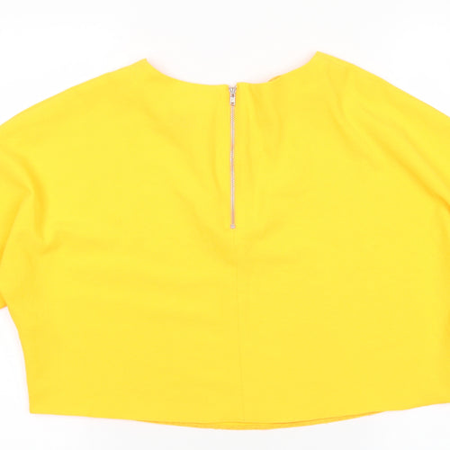 Miss Selfridge Womens Orange Polyester Cropped Blouse Size 12 Round Neck