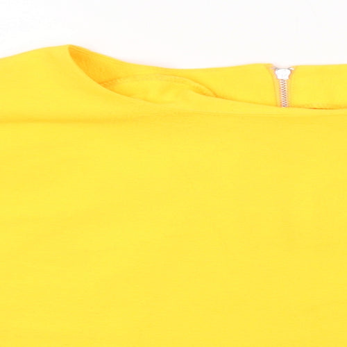 Miss Selfridge Womens Orange Polyester Cropped Blouse Size 12 Round Neck