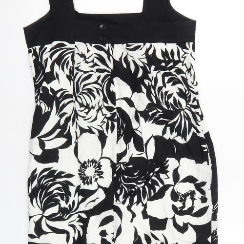 NEXT Womens Black Floral 100% Cotton Mini Size 8 Square Neck Button