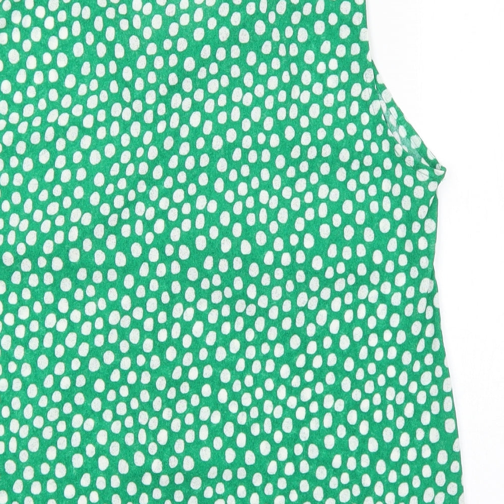New Look Womens Green Polka Dot Polyester Basic Button-Up Size 18 Collared