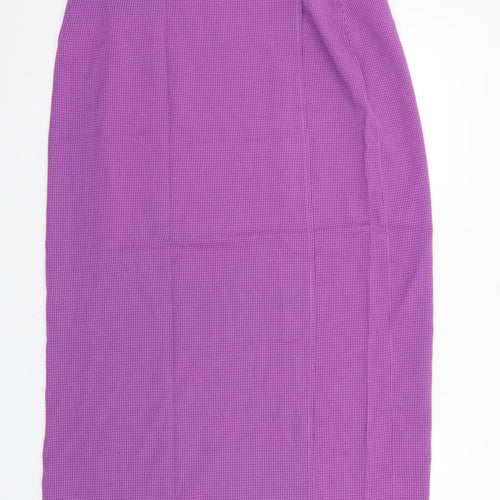 essence Womens Purple Geometric Viscose Straight & Pencil Skirt Size 36 Button
