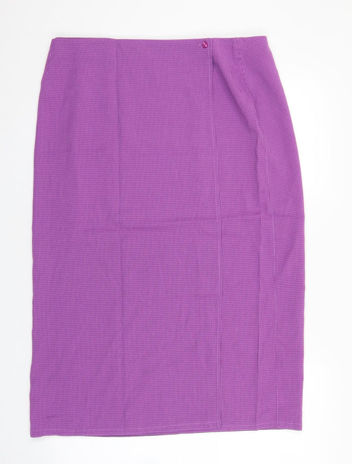 essence Womens Purple Geometric Viscose Straight & Pencil Skirt Size 36 Button