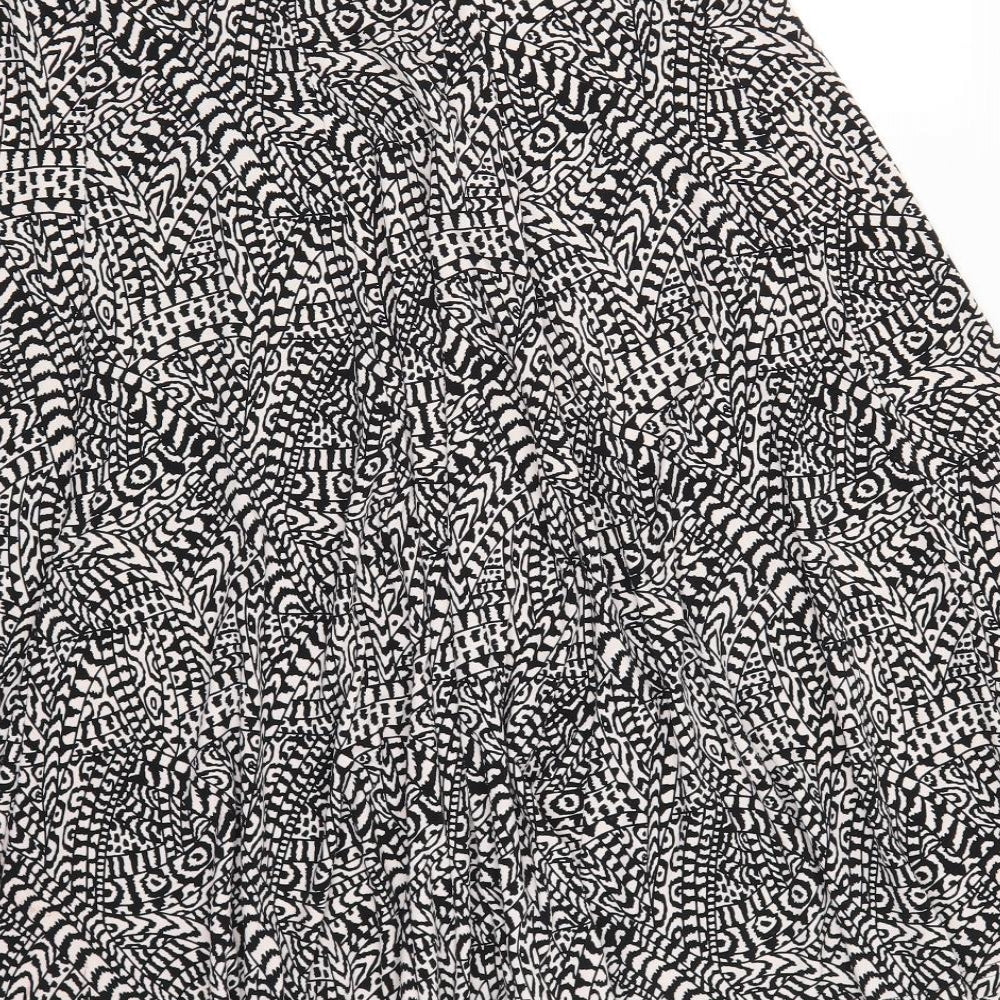 Papaya Womens Black Geometric Polyester Flare Skirt Size 12