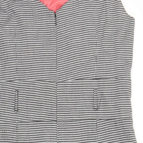 F&F Womens Black Geometric Polyester Shift Size 16 V-Neck Zip