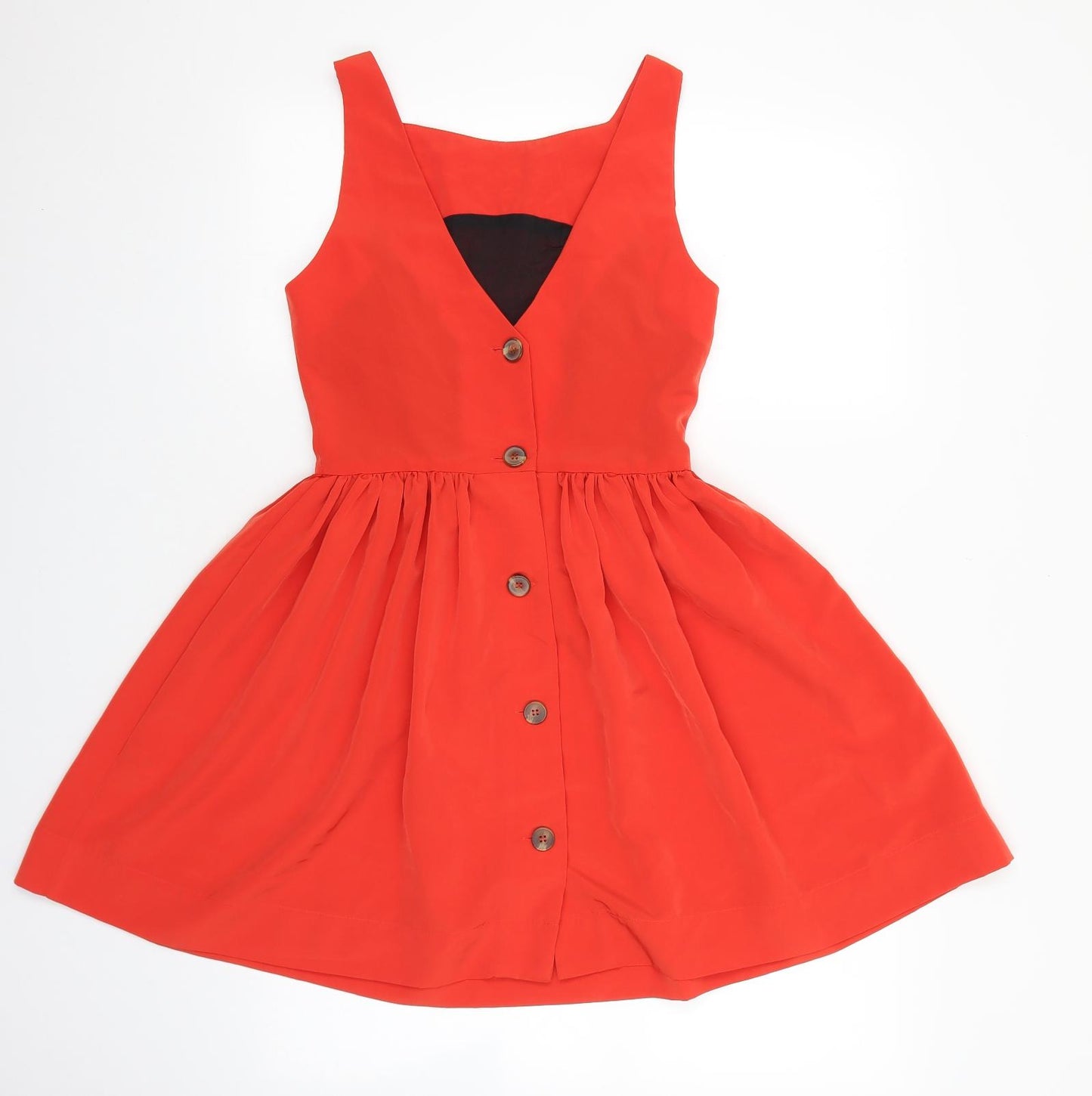 American Apparel Womens Red Polyester Skater Dress Size S Sweetheart Button