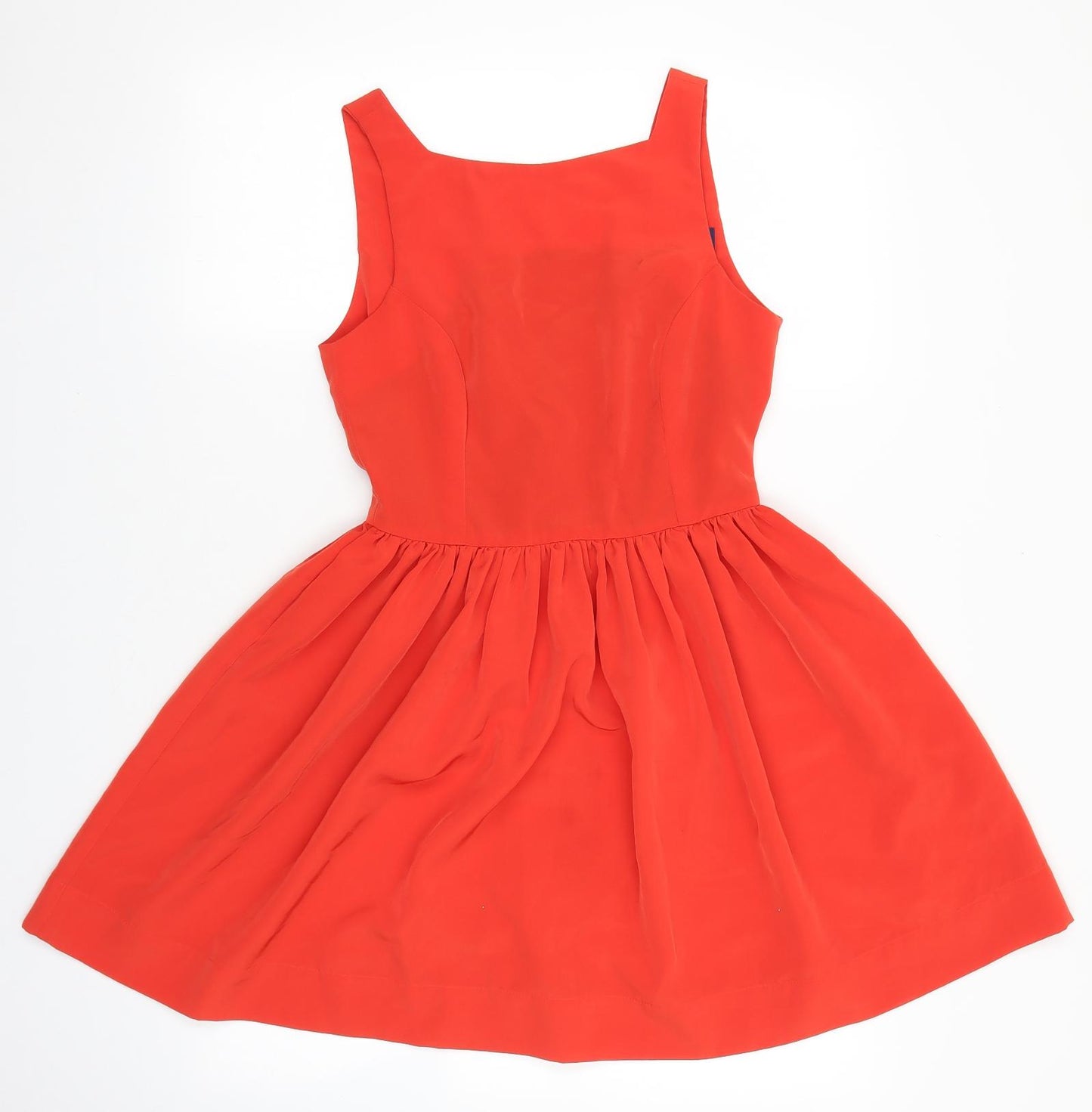 American Apparel Womens Red Polyester Skater Dress Size S Sweetheart Button