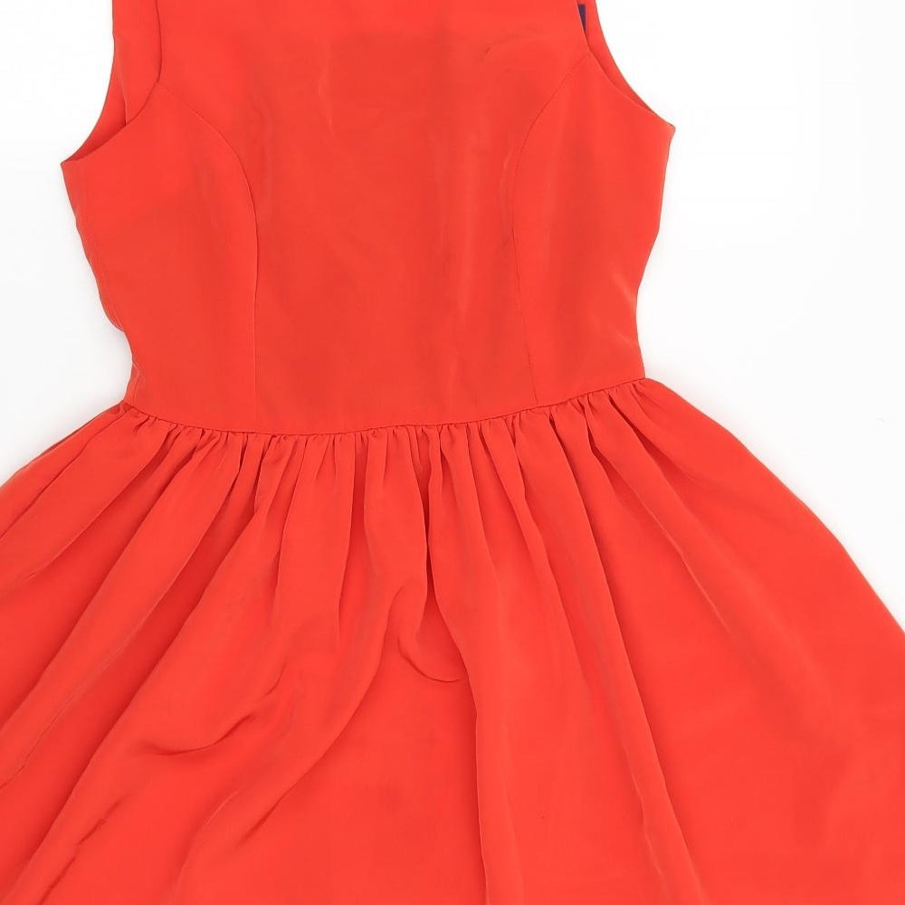 American Apparel Womens Red Polyester Skater Dress Size S Sweetheart Button