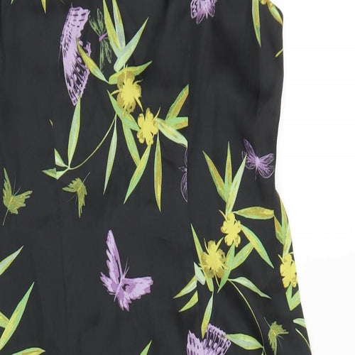 H&M Womens Black Floral Polyester Tank Dress Size 6 Scoop Neck Pullover