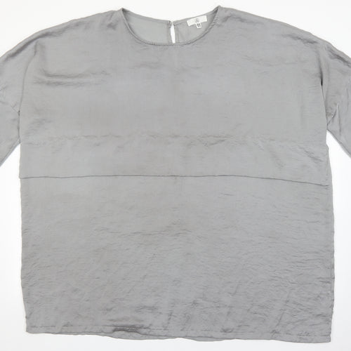 Missguided Womens Grey Polyester Basic Blouse Size 16 Round Neck