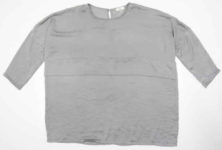 Missguided Womens Grey Polyester Basic Blouse Size 16 Round Neck