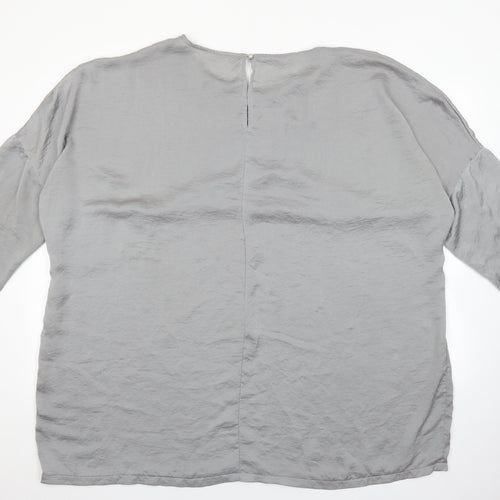 Missguided Womens Grey Polyester Basic Blouse Size 16 Round Neck