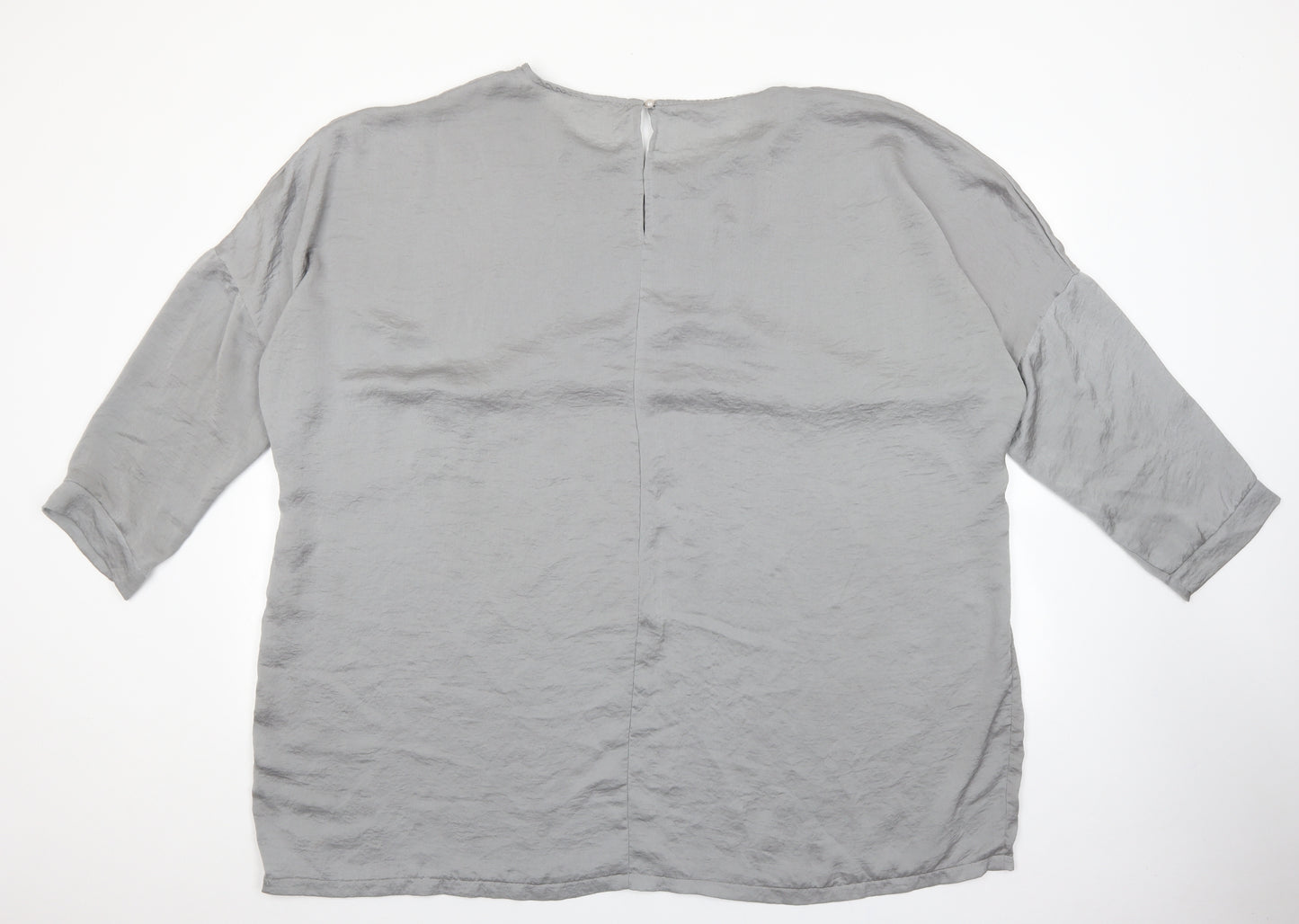 Missguided Womens Grey Polyester Basic Blouse Size 16 Round Neck