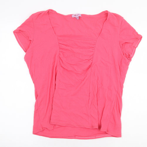 Monsoon Womens Pink Polyamide Basic T-Shirt Size 22 Square Neck