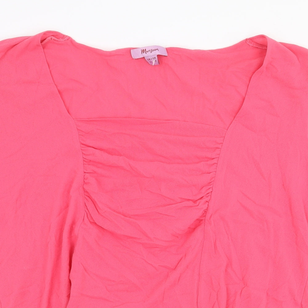 Monsoon Womens Pink Polyamide Basic T-Shirt Size 22 Square Neck