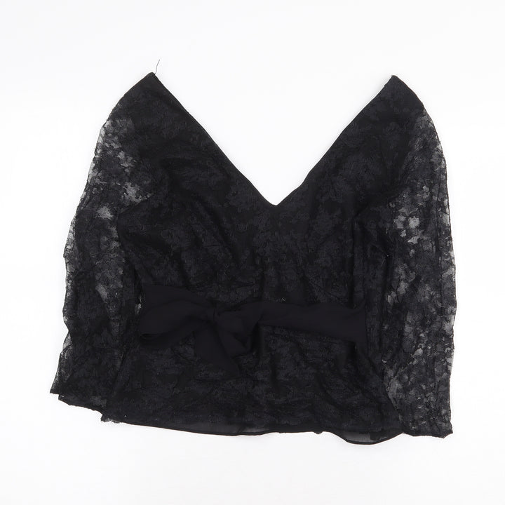 Monsoon Womens Black Nylon Basic Blouse Size 12 V-Neck