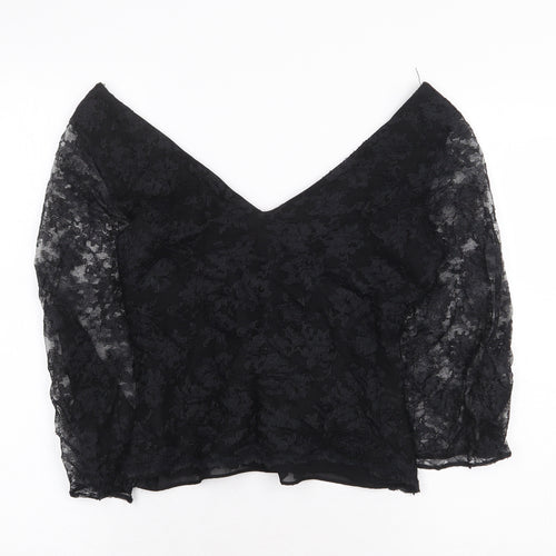 Monsoon Womens Black Nylon Basic Blouse Size 12 V-Neck