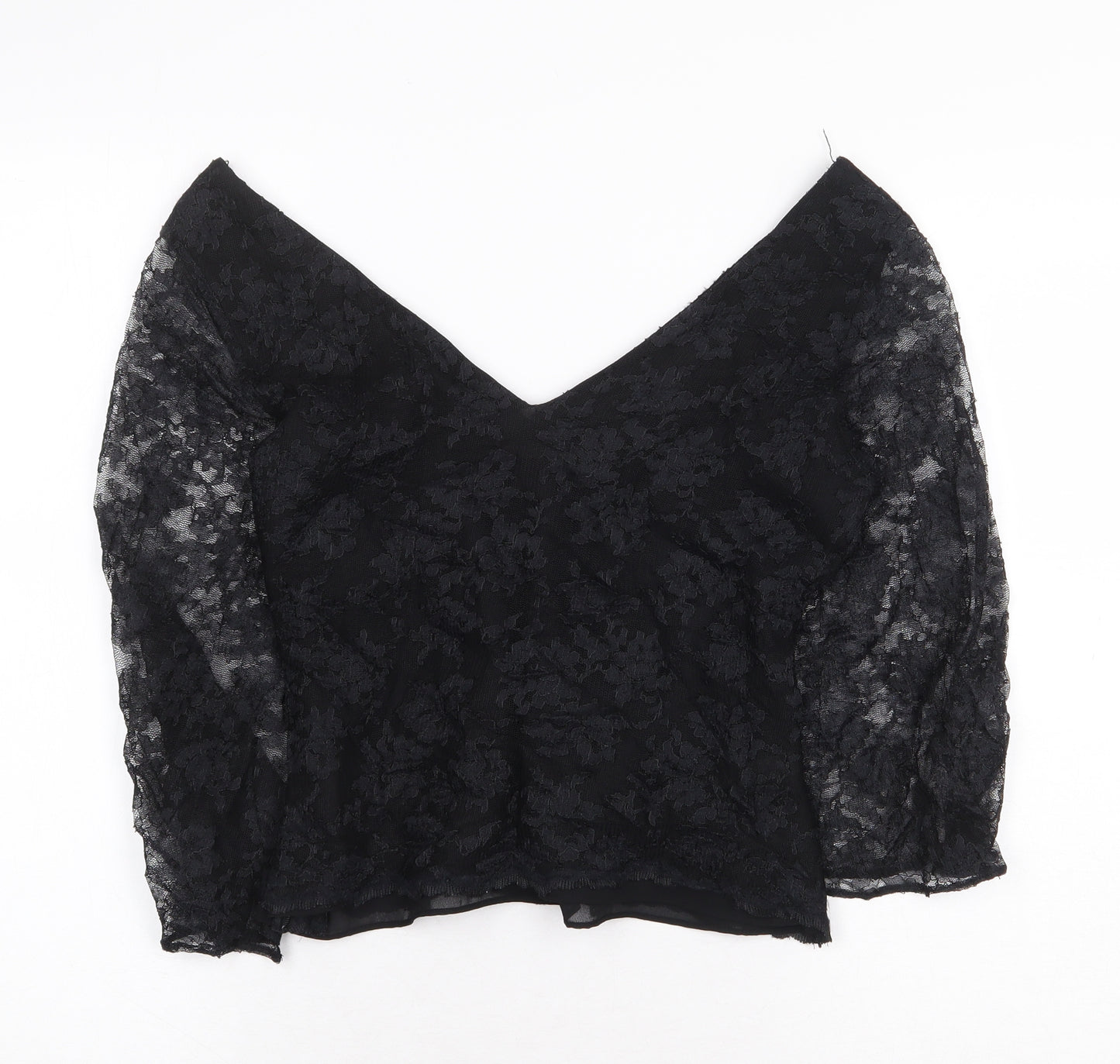 Monsoon Womens Black Nylon Basic Blouse Size 12 V-Neck