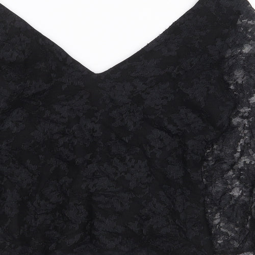 Monsoon Womens Black Nylon Basic Blouse Size 12 V-Neck