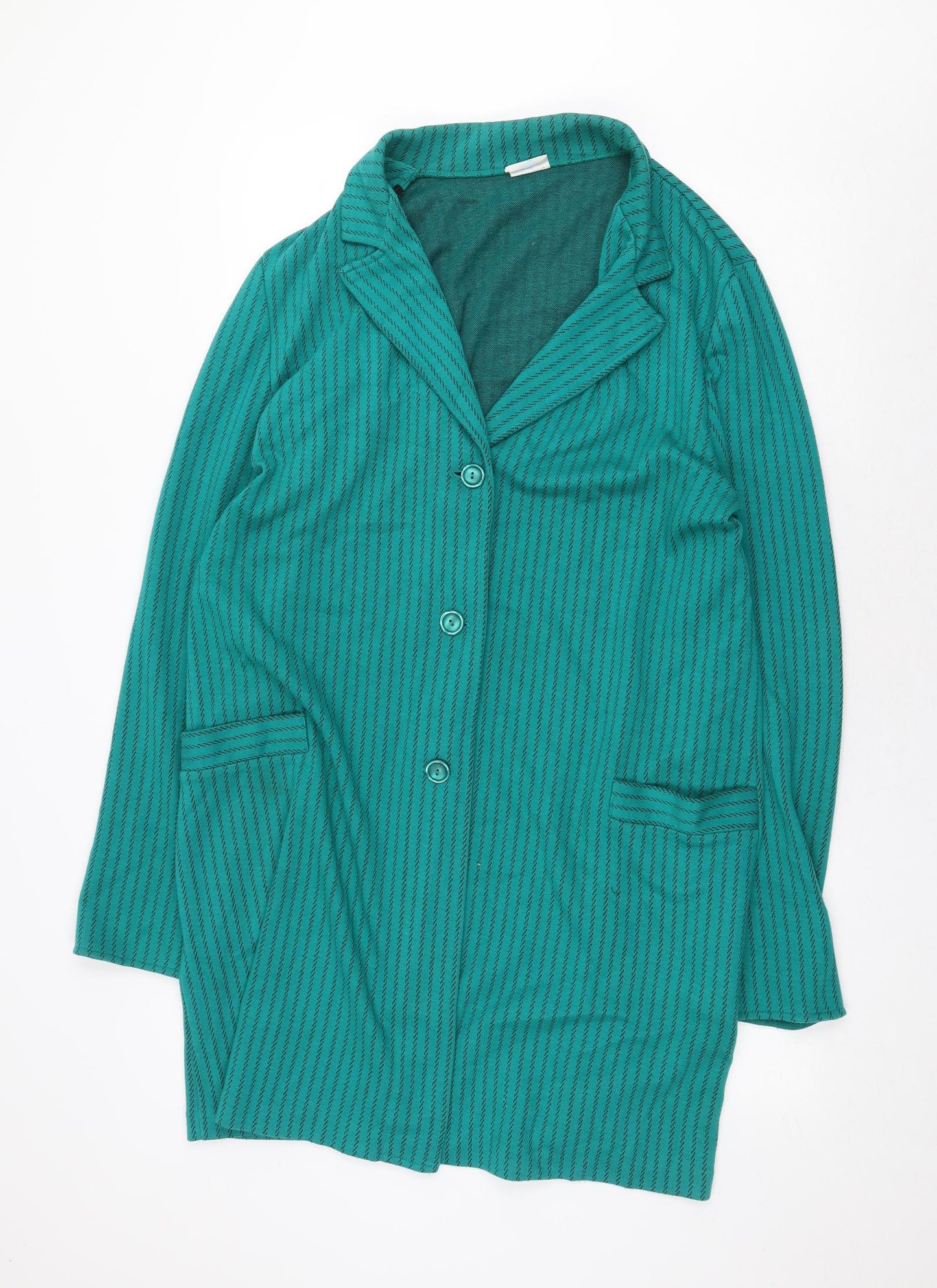 WEEKENDERS Womens Green Striped Jacket Size XL Button